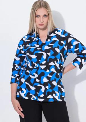 Ulla Popken T-Shirt Shirt grafischer Druck Kelchkragen 3/4-Arm