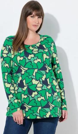 Ulla Popken T-Shirt Shirt Herzen Classic Rundhals Langarm