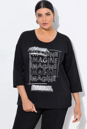 Ulla Popken T-Shirt Shirt Imagine Rundhalsausschnitt 3/4-Arm