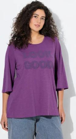 Ulla Popken T-Shirt Shirt Look Good A-Linie Rundhals 3/4-Glockenärmel