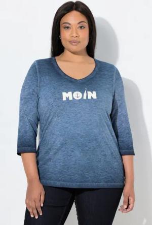 Ulla Popken T-Shirt Shirt Moin V-Ausschnitt 3/4-Arm