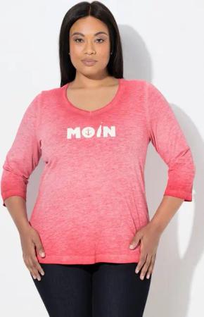 Ulla Popken T-Shirt Shirt Moin V-Ausschnitt 3/4-Arm