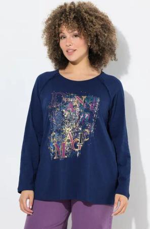 Ulla Popken T-Shirt Shirt Motivdruck A-Linie Rundhals Langarm