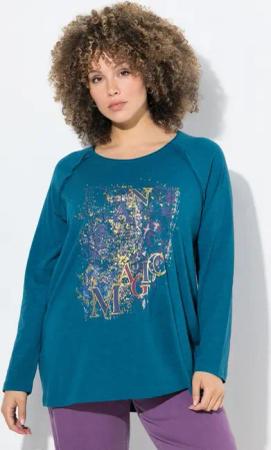 Ulla Popken T-Shirt Shirt Motivdruck A-Linie Rundhals Langarm