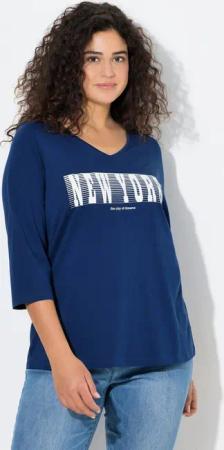 Ulla Popken T-Shirt Shirt New York Slim V-Ausschnitt 3/4-Arm