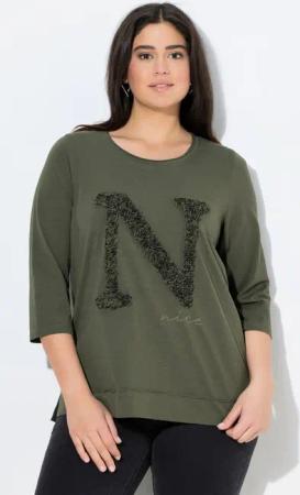 Ulla Popken T-Shirt Shirt Nice Classic Rundhalsausschnitt 3/4-Arm