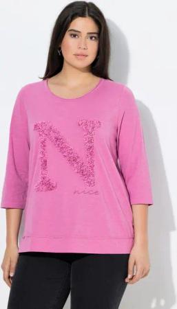 Ulla Popken T-Shirt Shirt Nice Classic Rundhalsausschnitt 3/4-Arm