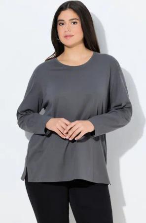 Ulla Popken T-Shirt Shirt Relaxed Rundhalsausschnitt Langarm