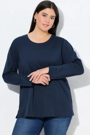 Ulla Popken T-Shirt Shirt Relaxed Rundhalsausschnitt Langarm