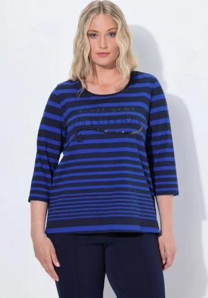 Ulla Popken T-Shirt Shirt Ringel Classic Rundhals 3/4-Arm