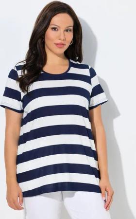 Ulla Popken T-Shirt Shirt Ringel Classic Rundhals Halbarm