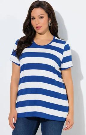 Ulla Popken T-Shirt Shirt Ringel Classic Rundhals Halbarm