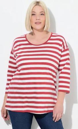 Ulla Popken T-Shirt Shirt Ringel Oversized Rundhals Langarm