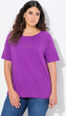 Ulla Popken T-Shirt Shirt Ringel Rundhals Halbarm offenkantig