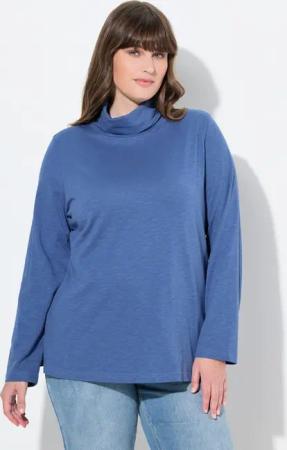 Ulla Popken T-Shirt Shirt Rollkragen Slim Langarm Biobaumwolle