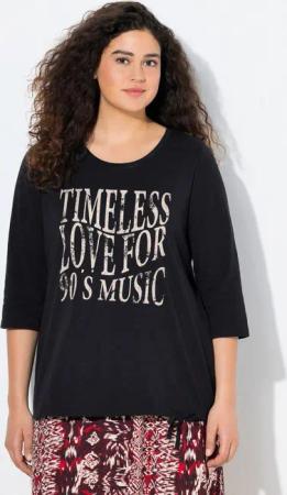 Ulla Popken T-Shirt Shirt Schriftmotiv Rundhals 3/4-Am Saumband