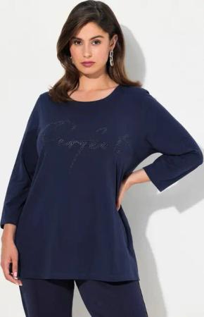 Ulla Popken T-Shirt Shirt Schriftmotiv Rundhals 3/4-Arm