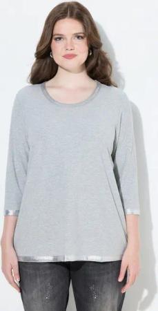 Ulla Popken T-Shirt Shirt Silberdruck Classic Rundhals 3/4-Arm