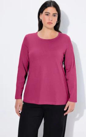 Ulla Popken T-Shirt Shirt Slim Rundhalsausschnitt Langarm