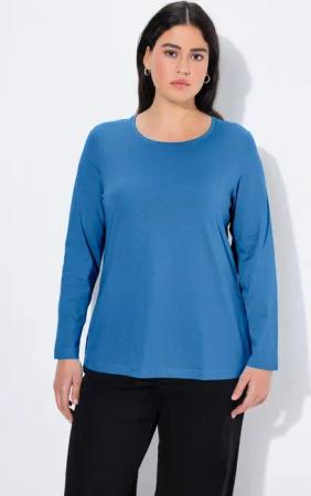 Ulla Popken T-Shirt Shirt Slim Rundhalsausschnitt Langarm