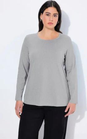 Ulla Popken T-Shirt Shirt Slim Rundhalsausschnitt Langarm