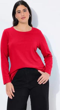 Ulla Popken T-Shirt Shirt Slim Rundhalsausschnitt Langarm