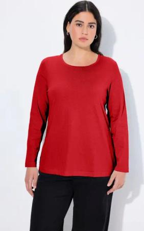 Ulla Popken T-Shirt Shirt Slim Rundhalsausschnitt Langarm