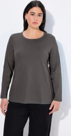 Ulla Popken T-Shirt Shirt Slim Rundhalsausschnitt Langarm