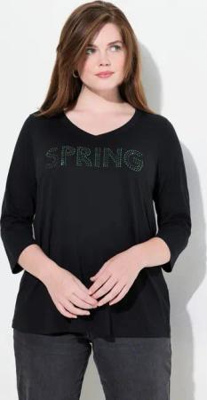 Ulla Popken T-Shirt Shirt Spring Statement Zierfalten V-Ausschnitt