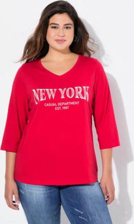 Ulla Popken T-Shirt Shirt Stadtname V-Ausschnitt 3/4-Arm