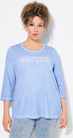 Ulla Popken T-Shirt Shirt Statementstickerei Classic Rundhals 3/4-Arm