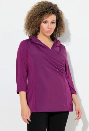 Ulla Popken T-Shirt Shirt Taft-Kragen Classic V-Ausschnitt 3/4-Arm