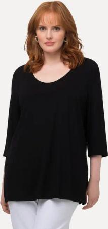 Ulla Popken T-Shirt Shirt tiefer Rundhalsausschnitt 3/4 Arm