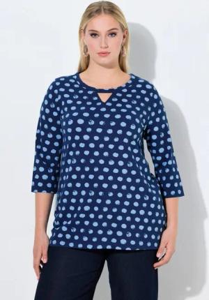 Ulla Popken T-Shirt Shirt Tupfen Classic Rundhals 3/4-Arm