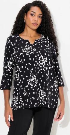 Ulla Popken T-Shirt Shirt Tupfen Tunika-Ausschnitt 3/4-Arm