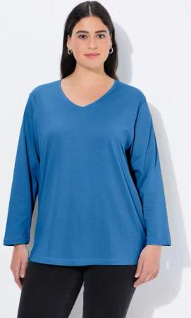 Ulla Popken T-Shirt Shirt V-Ausschnitt Relaxed Langarm