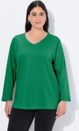 Ulla Popken T-Shirt Shirt V-Ausschnitt Relaxed Langarm