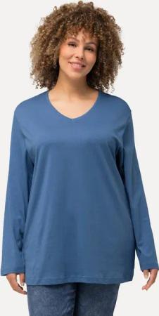 Ulla Popken T-Shirt Shirt V-Ausschnitt Relaxed Langarm