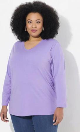 Ulla Popken T-Shirt Shirt V-Ausschnitt Relaxed Langarm