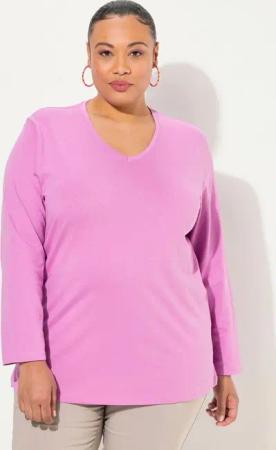 Ulla Popken T-Shirt Shirt V-Ausschnitt Relaxed Langarm