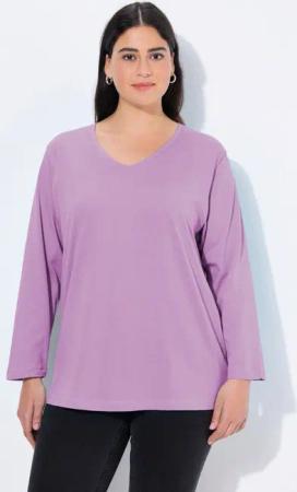 Ulla Popken T-Shirt Shirt V-Ausschnitt Relaxed Langarm