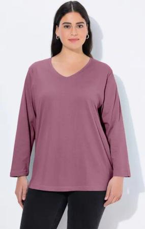 Ulla Popken T-Shirt Shirt V-Ausschnitt Relaxed Langarm