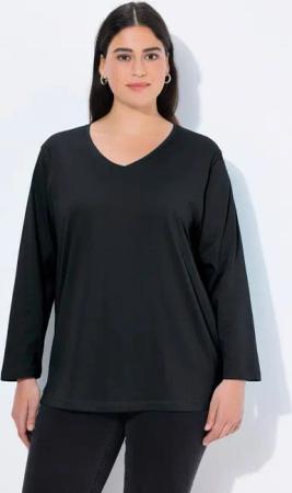 Ulla Popken T-Shirt Shirt V-Ausschnitt Relaxed Langarm