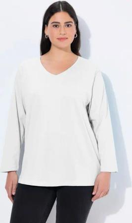 Ulla Popken T-Shirt Shirt V-Ausschnitt Relaxed Langarm