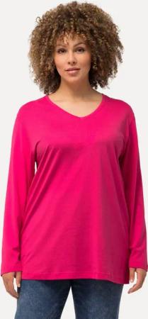 Ulla Popken T-Shirt Shirt V-Ausschnitt Relaxed Langarm