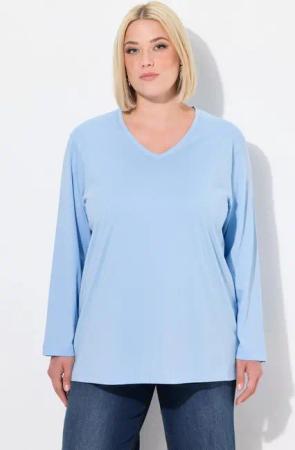 Ulla Popken T-Shirt Shirt V-Ausschnitt Relaxed Langarm