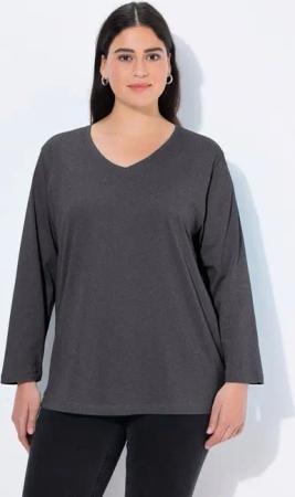 Ulla Popken T-Shirt Shirt V-Ausschnitt Relaxed Langarm