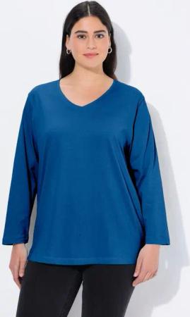 Ulla Popken T-Shirt Shirt V-Ausschnitt Relaxed Langarm