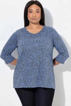 Ulla Popken T-Shirt Shirt Zierfalten A-Linie V-Ausschnitt 3/4-Arm