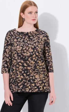 Ulla Popken T-Shirt Shirt Ziersteine A-Linie Rundhals 3/4-Arm